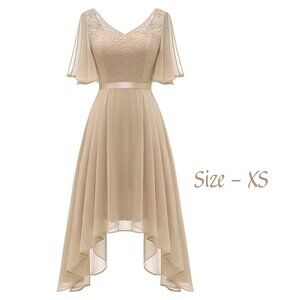 BeryLove Cocktail Dress Sleeveless High Low Prom Wedding Champagne Extra Small
